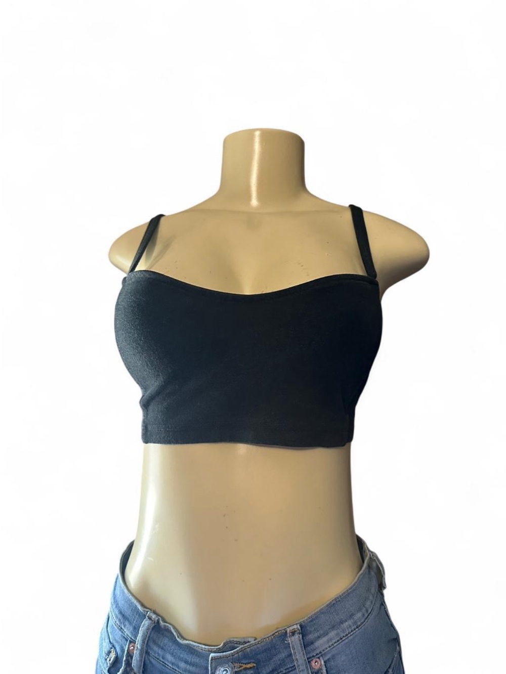 Brandy Melville Black Bandeau Bralette with Thin Straps